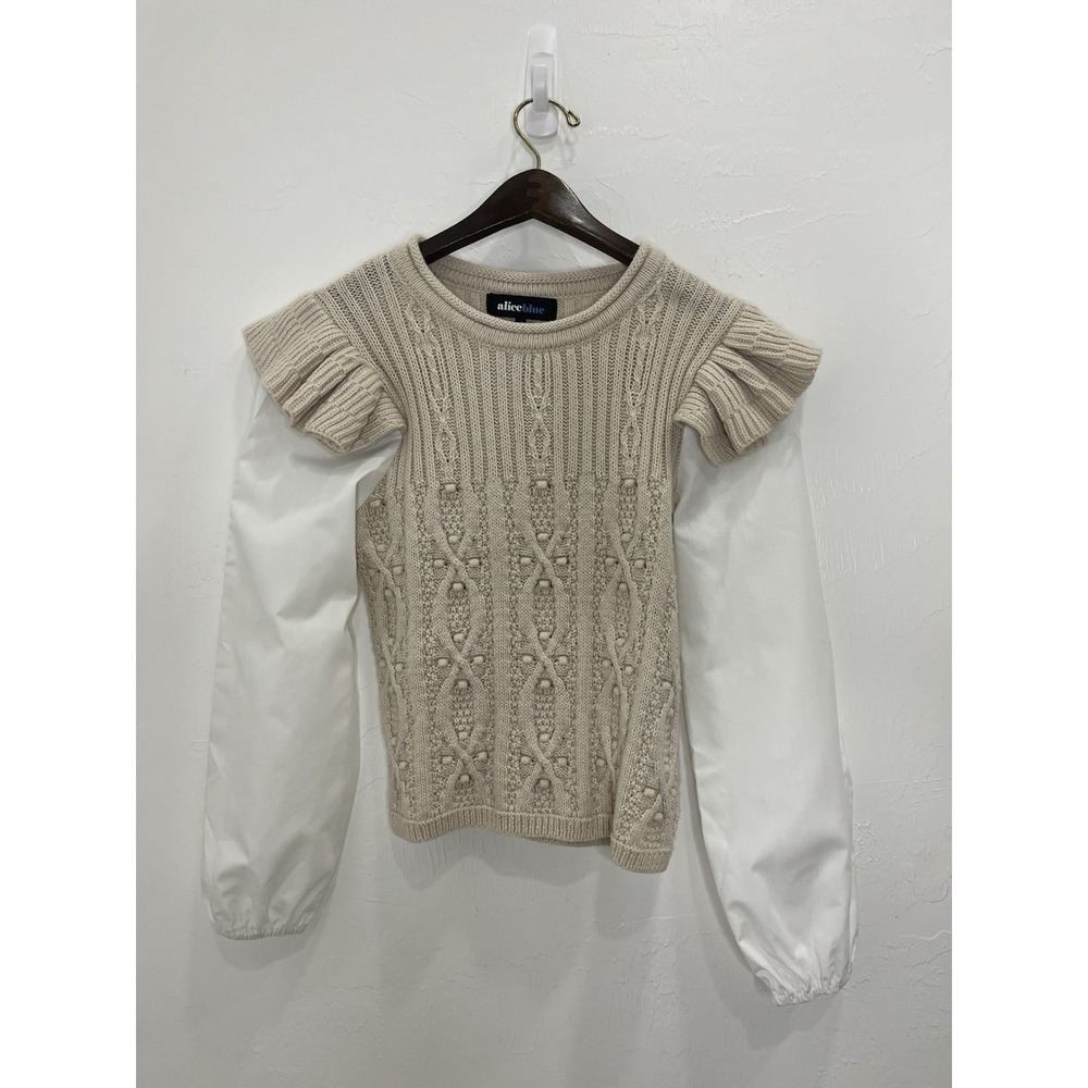 Alice blue women's crochet sweater size‎ Small ruffle - Picture 2 of 11